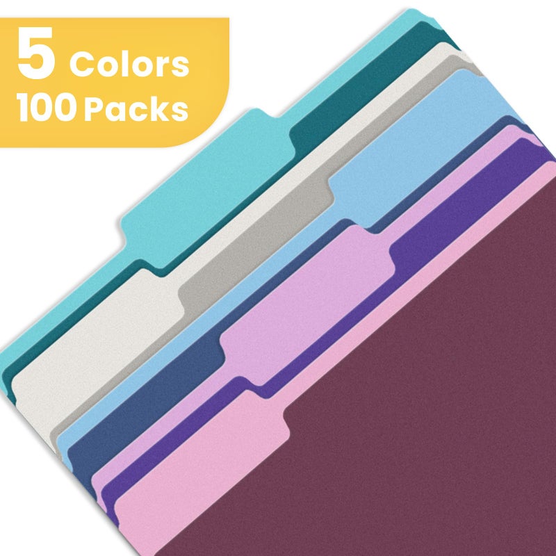 SUNEE File Folders Letter Size Vintage Colors, 100 Pack Manilla Folders 8.5 x 11 1/3-Cut Tabs, Colored File Folders Office Home School for Documents Files Paper - Image 4